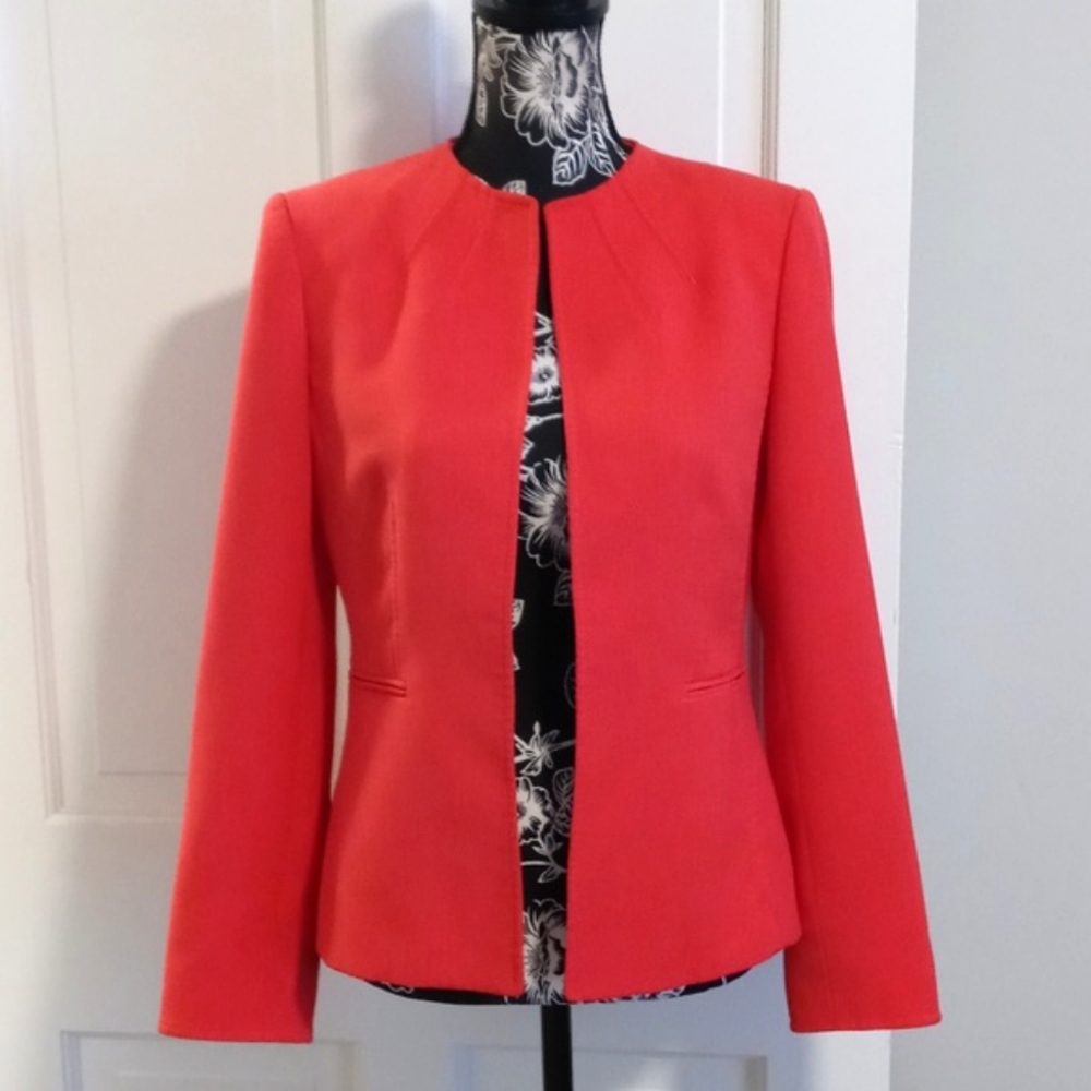 💋VTG Tahari💋 - Red Open Front Stretch Blazer Jacket